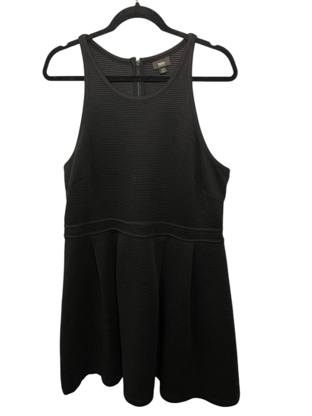 Mossimo Fit and Flare Black Textured Sleeveless Knee Length Dress
